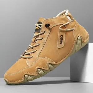 Herren Outdoor Casual Schweinsleder Wildleder Stiefel Rutschfeste Gummisohle Ziernaht Schnürung Martin Stiefel Für Den Alltag Geschenk
