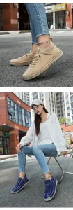 Detail of khaki casual shoes with contrast stitching and durable non-slip rubber soles