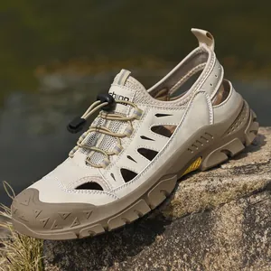 Men Outdoor Hiking Sandals Breathable Closed Toe Water Shoes Non Slip Rubber Sole Quick Lace Beach Casual Sport Footwear