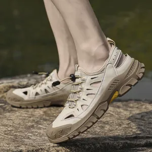 Men's breathable closed-toe summer sandals with quick toggle laces and rugged outsoles
