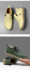 Detalle de zapatillas casuales altas con cremalleras laterales y suelas de caucho cosidas a mano