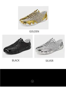 Detailansicht der Pailletten-Sneaker in den Farben Gold, Schwarz und Silber-Glitzer