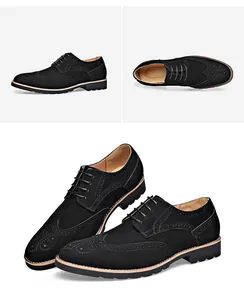 Detailansicht schwarzer Brogue-Wildlederschuhe mit klassischen Lochmustern und Schnürung