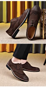 Detailansicht der dunkelbraunen Brogue-Schuhe aus Wildleder mit klassischer Lyralochung