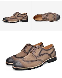 Detailansicht der dunkelbraunen Wildleder-Brogues mit klassischem Flügelkappendesign und Gummisohle