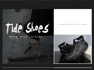 Detailansicht von Leder-High-Top-Boots mit Seitenreißverschluss und rutschfester Sohle