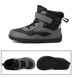 Detailed views of winter boots featuring thick faux fur lining and anti-slip rubber soles