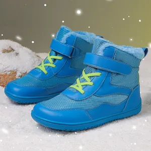 Childrens Outdoor Snow Boots Winter Warm Plush Lined Shoes For Boys Girls Waterproof Anti Slip High Top Hook And Loop Sneakers