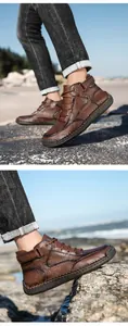 Detaillierte Ansicht der dunkelbraunen Lederstiefeletten mit Nahtdetails und Gummisohlen