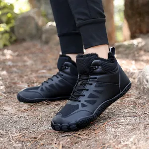 Barefoot Winter Boots For Men Women Fur Lined Warm Outdoor Snow Boots Minimalist Lightweight Waterproof Non Slip Hiking Shoes