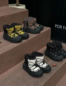 Multiple colors of children's thick waterproof snow boots with anti-slip rubber soles