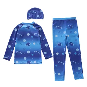Ensemble de bain 3 pièces pour enfants avec motif galaxie et dégradé bleu océan