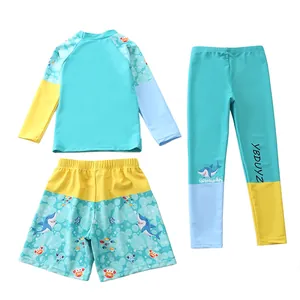 Set da nuoto per bambini 3 pezzi con squali cartone animato e design patchwork