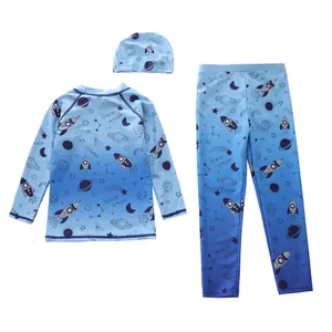 Vue détaillée de l'ensemble de natation enfant motif système solaire séchage rapide