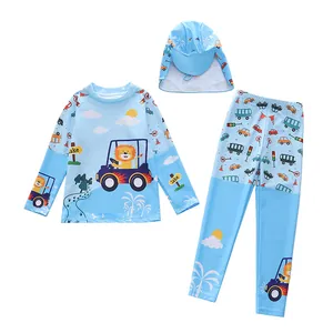 Ensemble de maillot de bain trois pièces pour enfants avec motif lion et protection UV