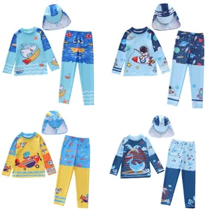 Maillot de Bain Rash Guard Manches Longues pour Garçons Avec Chapeau Et Pantalon Protection UV Plage Natation Surf