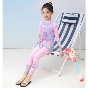 Détail du maillot de bain protection solaire manches longues pour filles avec sirène