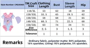 Guide des tailles pour maillot de bain fille avec composition du tissu et mesures précises