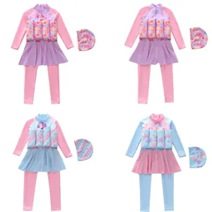 Meisjes Lange Mouw Drijfvermogen Zwemkleding Zonbescherming Badpak Drijfblokken Zeemeermin Ster Patroon Zwempak Zwemmen