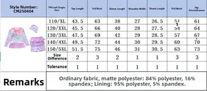 Tableau des tailles détaillé pour maillot de bain sirène fille avec spécifications