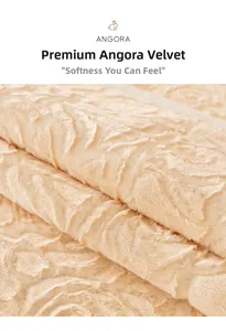 Close-up of thick beige rose velvet fabric showing premium 3D floral embossed texture