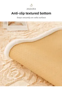 Detail of anti-slip backing with silicone particles on high-weight rose velvet sofa cover