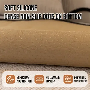 Beige chenille sofa cover featuring anti-slip silicone granules for furniture protection