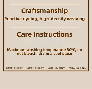 Detail card showing reactive dyeing and high-density weaving process for sofa covers
