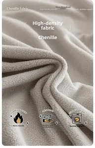 Macro detail of thick polar fleece sofa cover fabric with soft jacquard texture