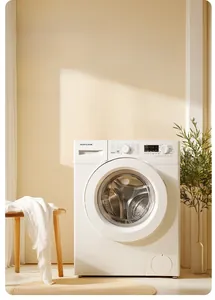 Close-up showing a machine-washable polar fleece sofa cover inside a white washing machine