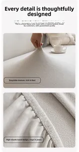 Detail of thick polar fleece sofa cover fabric with high elastic band for secure fit