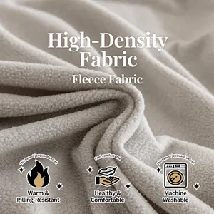 Thick polar fleece stretch sofa cover in beige grey with a soft textured surface