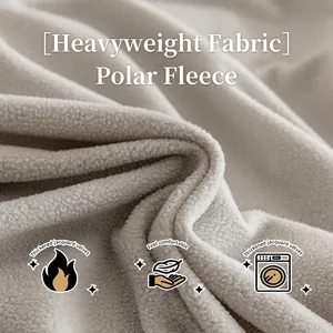 Thick polar fleece stretch sofa cover in beige grey with a soft textured surface