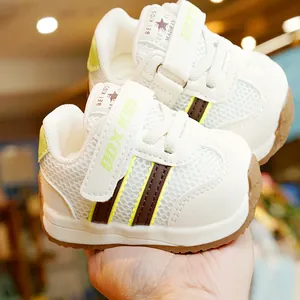Infant Baby Walking Shoes Striped Mesh Breathable Sneakers For Toddler Boys Girls Non-Slip Soft Sole Casual Shoes Magic Tape
