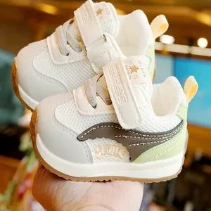 Breathable mesh toddler sneakers with soft rubber soles and velcro strap for 1-2 years old