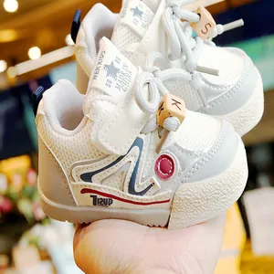 Breathable baby toddler shoes in cream white with non-slip rubber soles and mesh design
