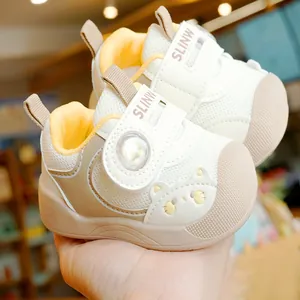 Breathable Mesh Infant Walking Shoes Cartoon Cat Pattern Anti-Kick Soft Sole Toddler Sneakers For Baby Boys Girls