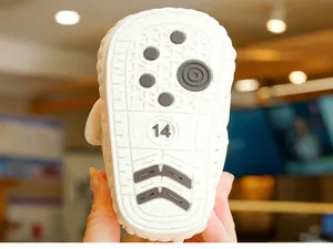 Detail of soft anti-slip baby shoe sole featuring size 14 marking and rubber grip texture