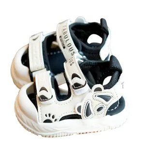 Toddler breathable anti-slip summer sandals with cute panda pattern and velcro closure