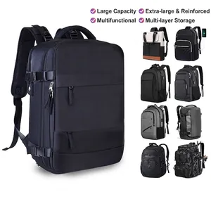 Large capacity travel backpack with USB port and multiple stylish material options