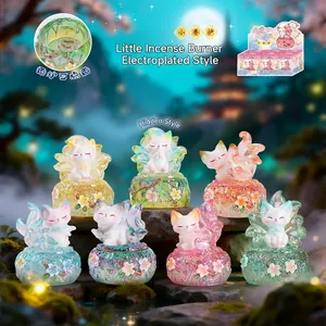 Figurines de brûle-parfums Renard à Neuf Queues à collectionner en couleurs pastel