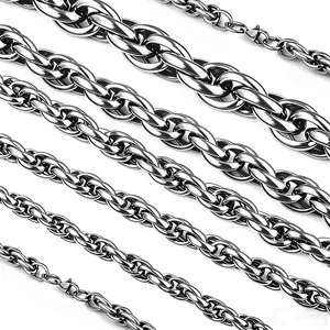Stainless Steel Twisted Rope Chain Necklace For Men Women Unisex Industrial Punk Streetwear Jewelry DIY Chain Accessories