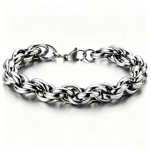 Polished stainless steel thick twisted curb chain with a durable lobster clasp detail