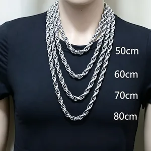 Men's minimalist stainless steel twist chain necklace in 50cm to 80cm length options