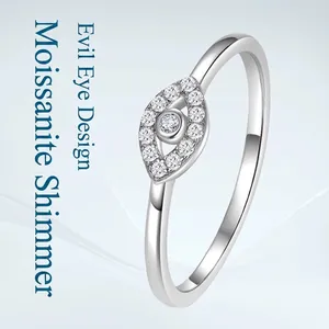 925 Sterling Silver Moissanite Evil Eye Ring For Women Men Inlaid Dainty Geometric Finger Ring Minimalist Jewelry Gift