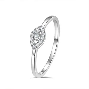 S925 sterling silver evil eye ring with sparkling zircon stones in a minimalist design