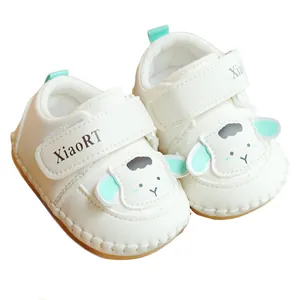Cute cartoon sheep baby walker shoes with soft non-slip soles and velcro straps