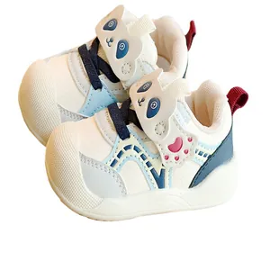 Cartoon panda toddler shoes with breathable soft sole and non-slip rubber toe cap for infants