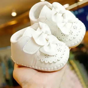 Baby Mädchen Lauflernschuhe Kunstleder Fleecefutter Warm Winter Rutschfeste Weiche Sohle Schleife Prinzessin Kleinkind Prewalker