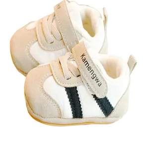 Winter infant walking shoes with soft non-slip soles and warm faux fur lining